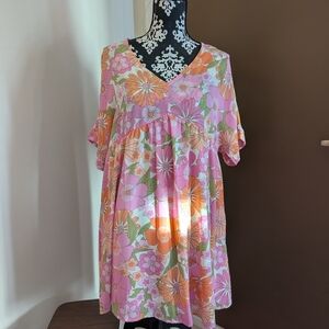 Floral Pink and Orange Dress - NWT, Sz Medium